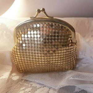 Gold Metallic Mesh Kiss-Lock Coin Purse